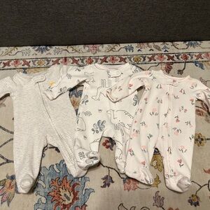 Set of three preemie waffle-knit sleepers